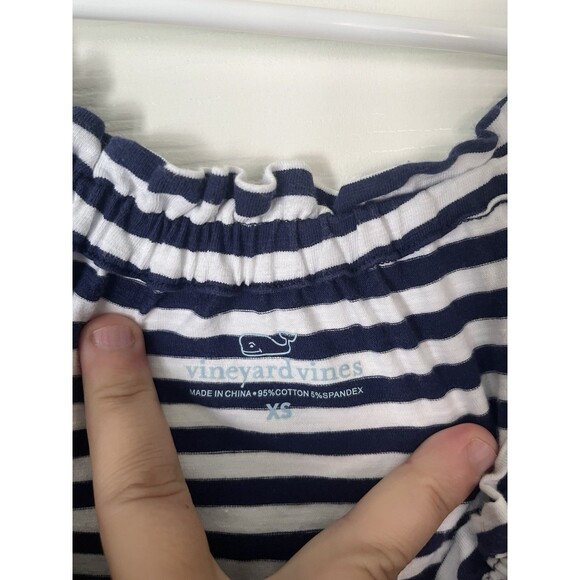 Vineyard Vines Navy And White Nautical Stripe Off The Should Dress Size XS - Picture 5 of 6